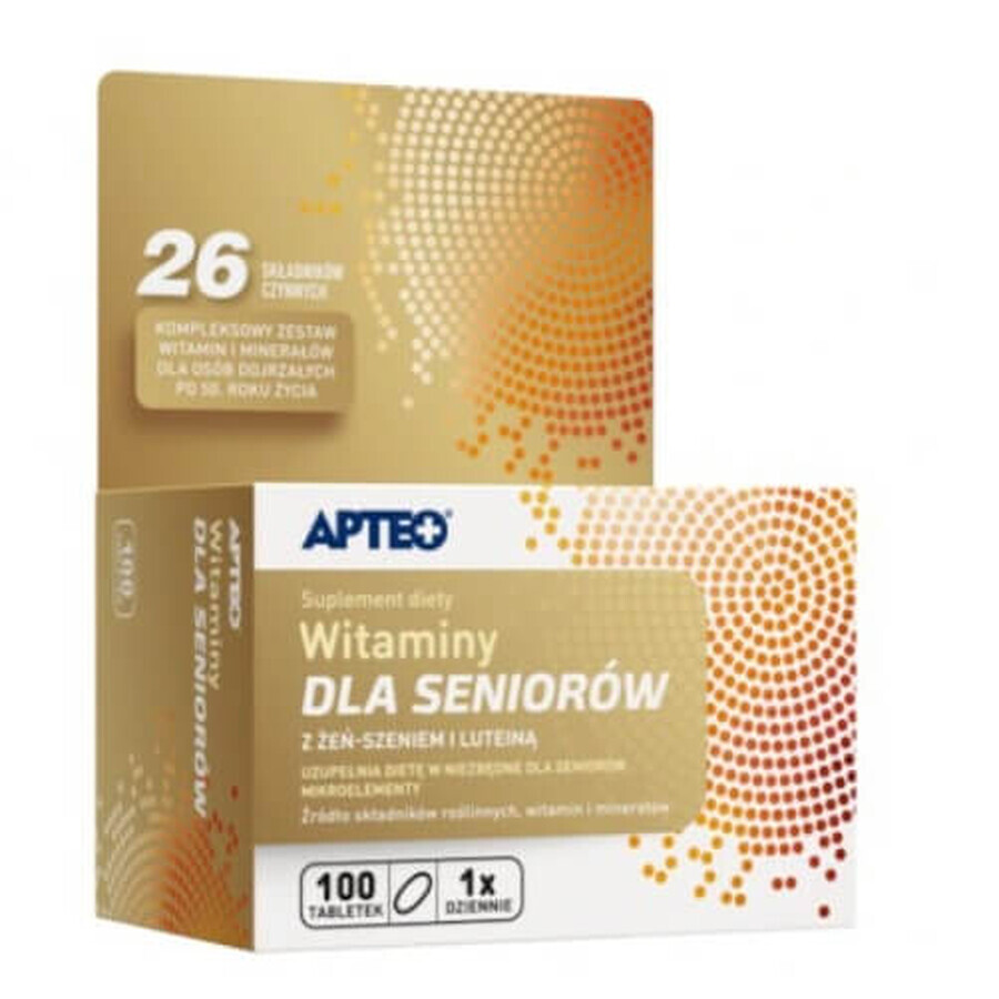 Apteo Vitamines voor senioren met ginseng en luteïne, 100 tabletten