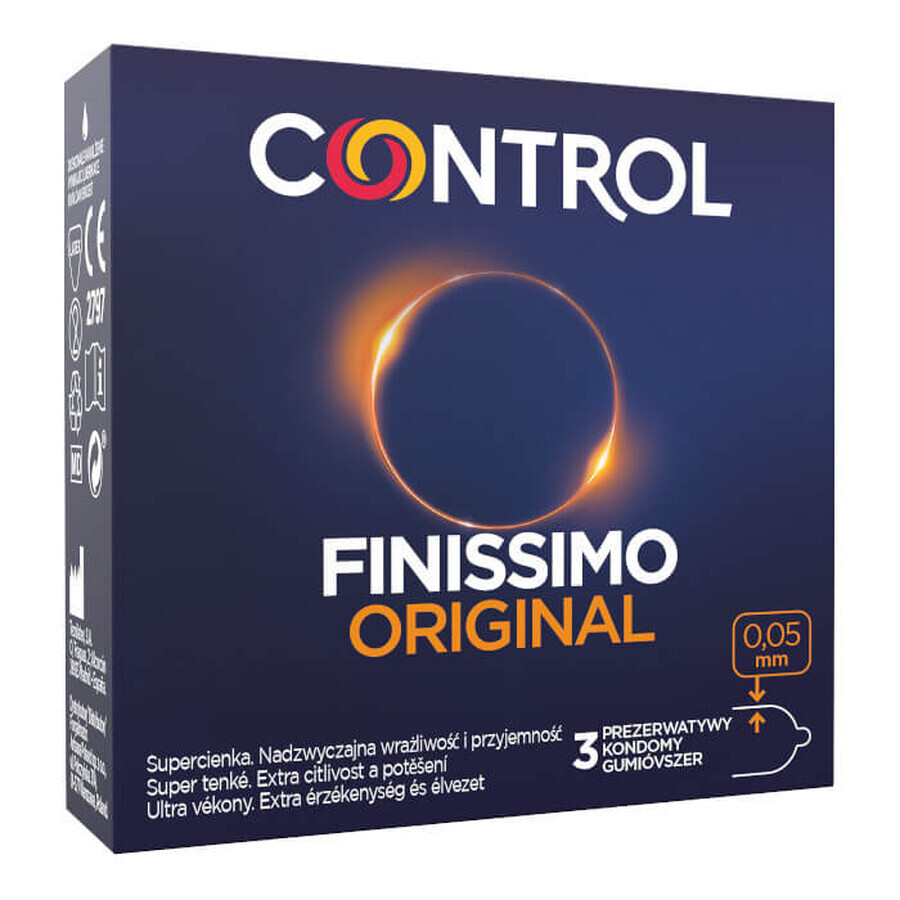 Control Finissimo Original preservativi extra sottili in lattice naturale, 3 pezzi