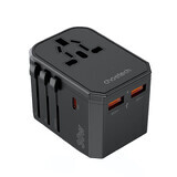 Choetech PD6041 USB-C USB-A PD 30W travel charger with 4 plugs USA EU UK AU - black.