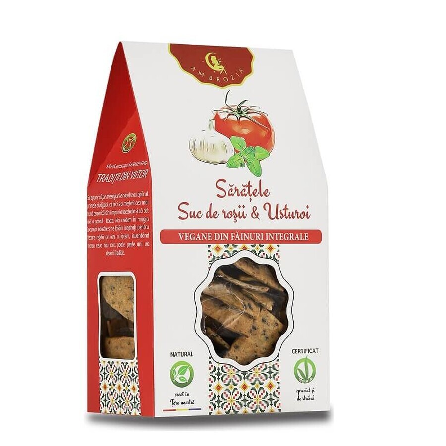 Boutique Craquelins végétaliens à la tomate et à l'ail, 125 gr, Hiper Ambrozia Craquelins végétaliens à la tomate et à l'ail, 125 gr, Hiper Ambrozia
