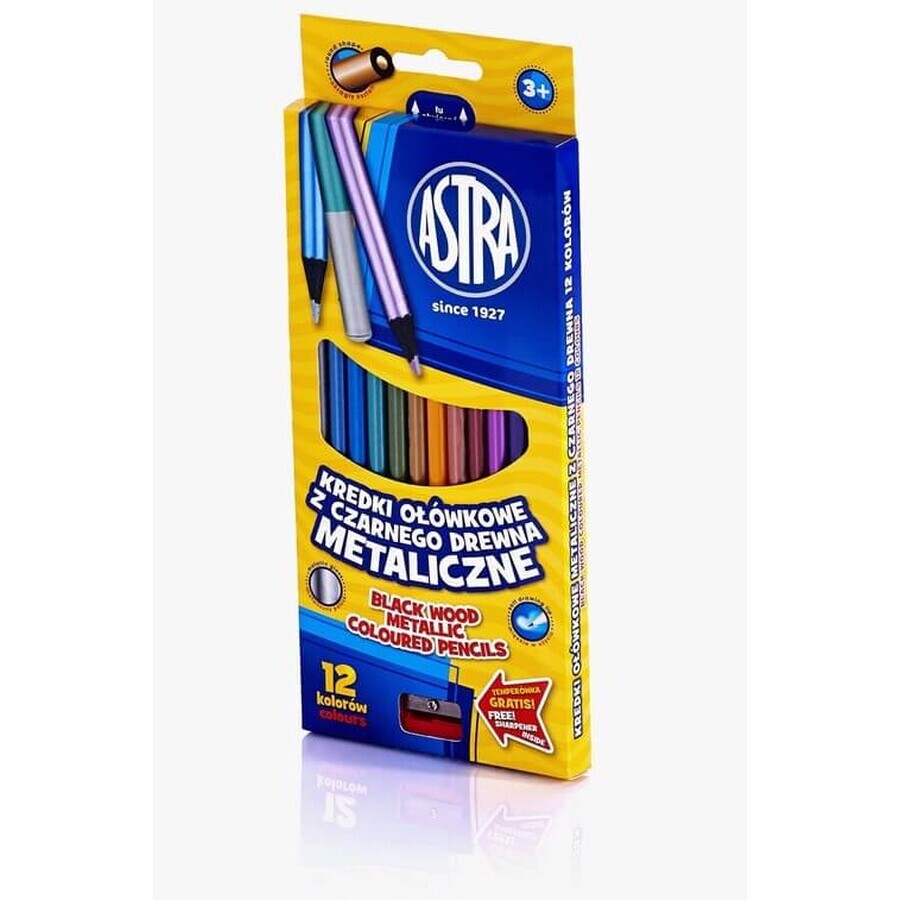 Black wood metallic pencils 12 colors
