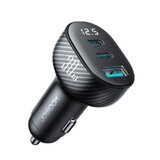Joyroom încărcător auto JR-CCD04 30W 2x USB-C USB-A cu afișaj - negru