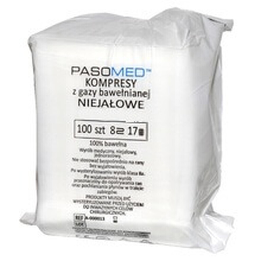 Compresses non stériles Pasomed 17 fils 8 couches 5x5cm 1 paquet (100 pièces)