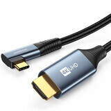 Joyroom SY-20C1 Cablu USB-C (unghiular) / HDMI (drept) 4K 60Hz 2m - gri