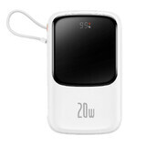 Baseus Qpow Digital Display powerbank with fast charging 10000mAh 20W QC/PD/SCP/FCP with built-in Lightning cable white