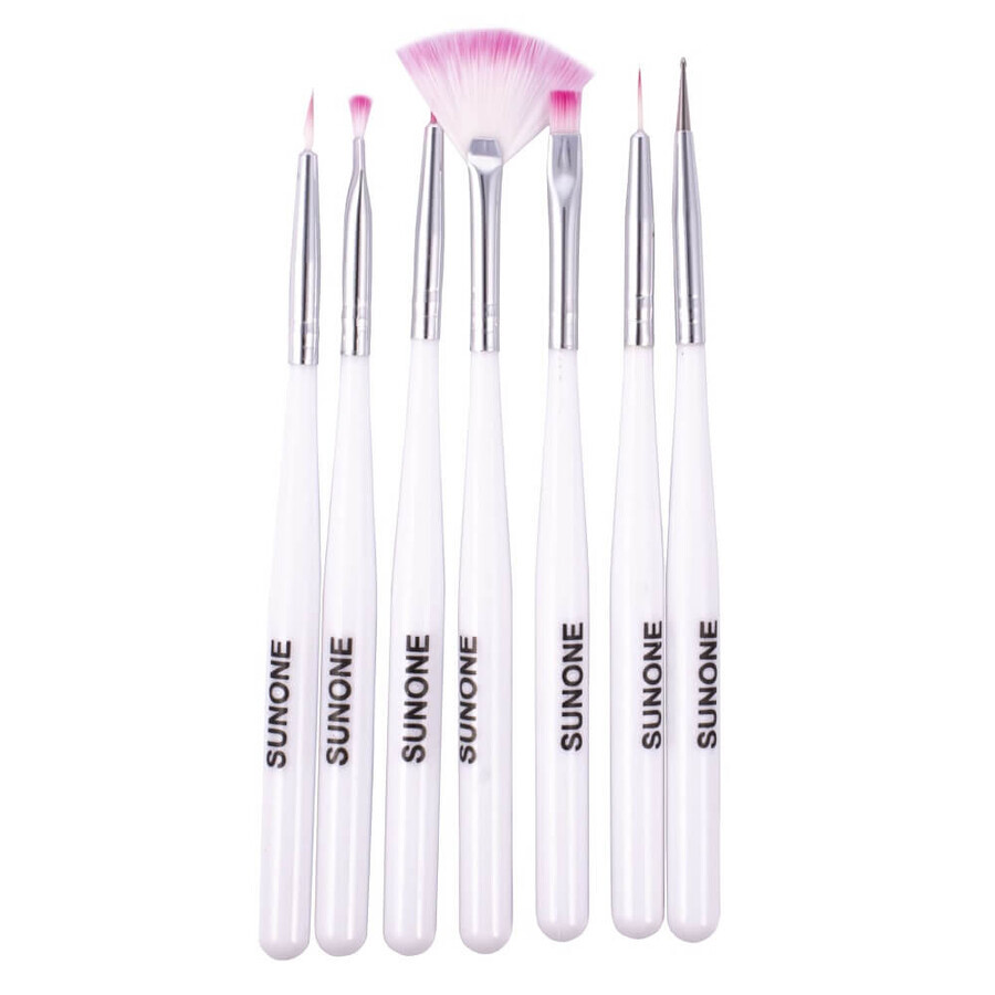 Sunone Nageldekorationspinsel Weiß, 7 Stück