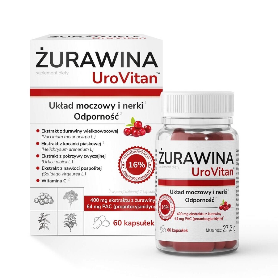 Home Eerste Hulp Kit Cranberry UroVitan, 60 capsules
