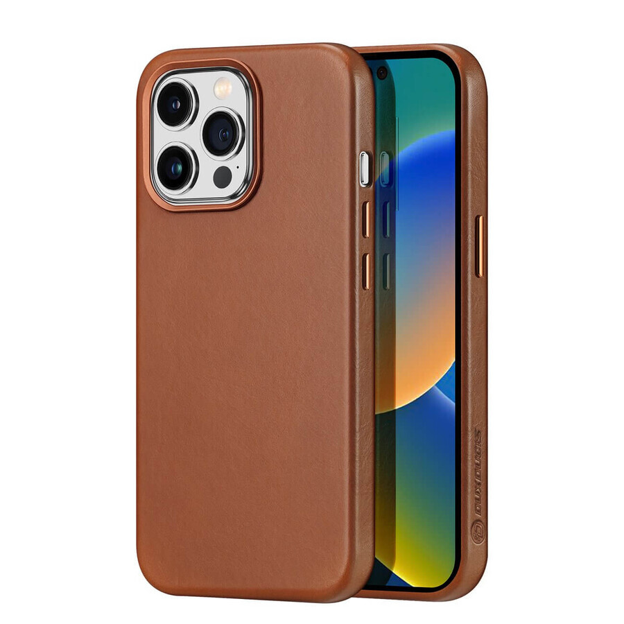 Dux Ducis Napoli iPhone 14 Pro Max custodia magnetica in pelle MagSafe marrone