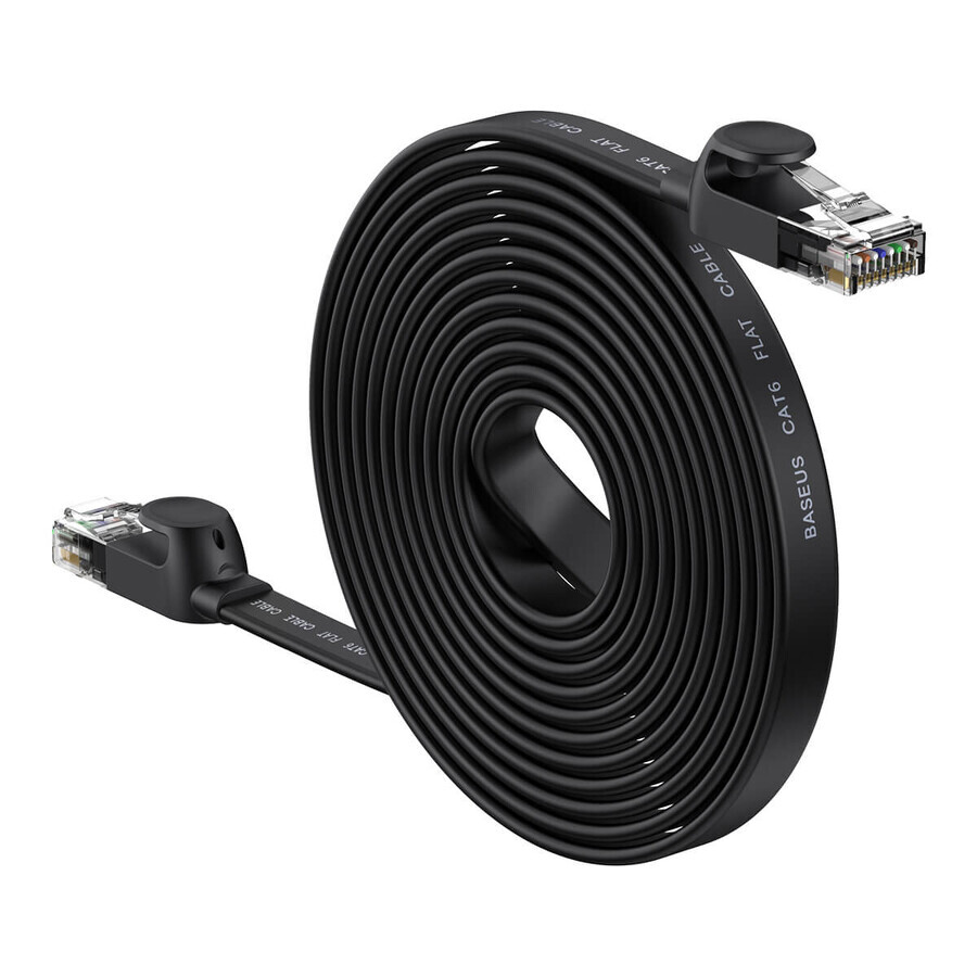 Baseus Speed Six RJ45 1000Mbps câble réseau plat 15m noir (WKJS000301)