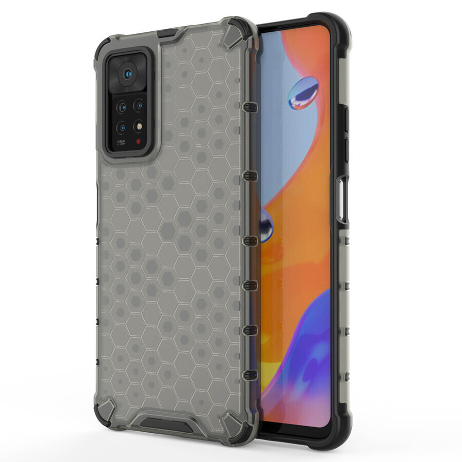 Étui blindé en nid d'abeille avec cadre en gel Xiaomi Redmi Note 11 Pro+ / 11 Pro noir