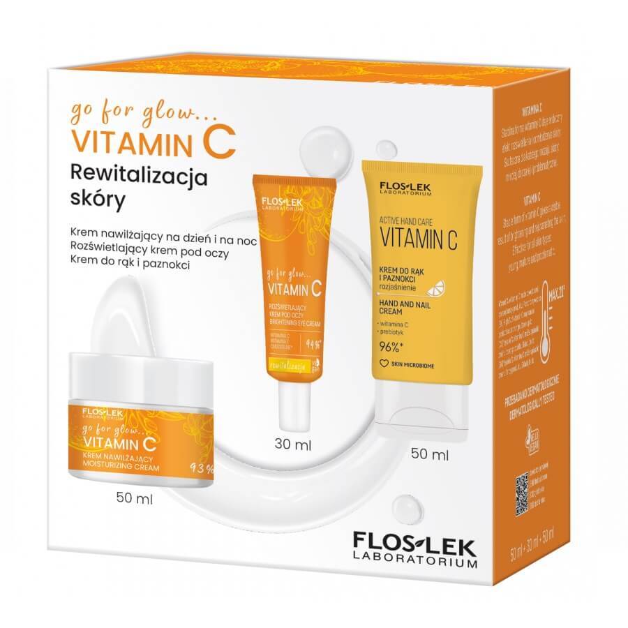 Floslek go for glow...VITAMIN C Skin Revitalization set day and night moisturizer 50 ml + brightening eye cream 30 ml + hand and nail cream 50 ml