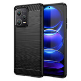 Carbon caz caz pentru Xiaomi Redmi Notă 12 Pro + silicon flexibil caz de carbon negru