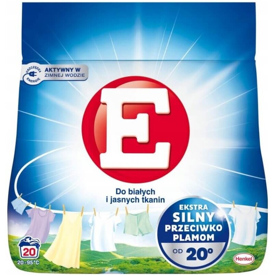 E, Polvere di lavaggio per tessuti bianchi e chiari, 1,1 kg