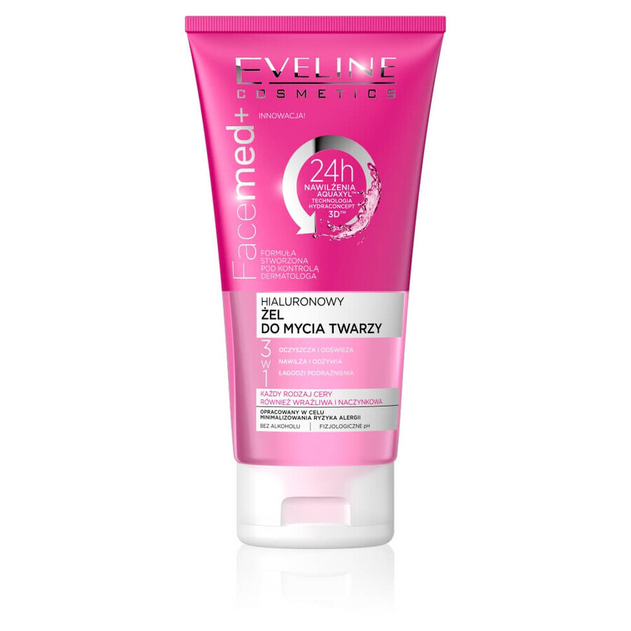 Eveline Cosmetics Facemed+ Hyaluronic Gesichtsreinigungsgel 3in1, 150 ml