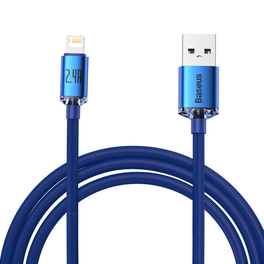 Baseus Crystal Shine Series Câble USB pour charge rapide et transfert de données USB Type A - Lightning 2.4A 2m bleu (CAJY000103)