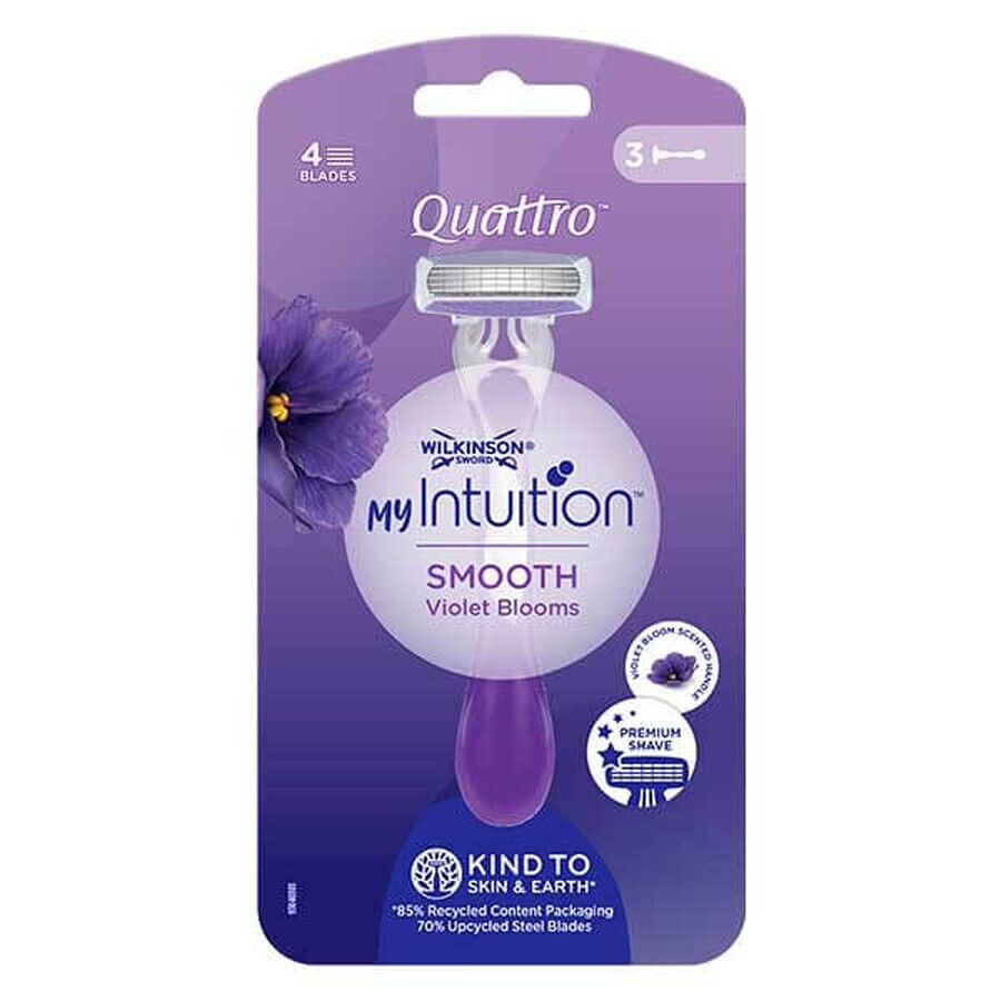 Wilkinson My Intuition Quattro Smooth Violet Bloom Einwegrasierer für Frauen, 3 Stück
