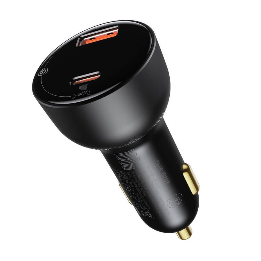 Baseus Superme schnelles USB / USB Typ C Autoladegerät 100W PPS Quick Charge Power Delivery schwarz (CCZX-01)