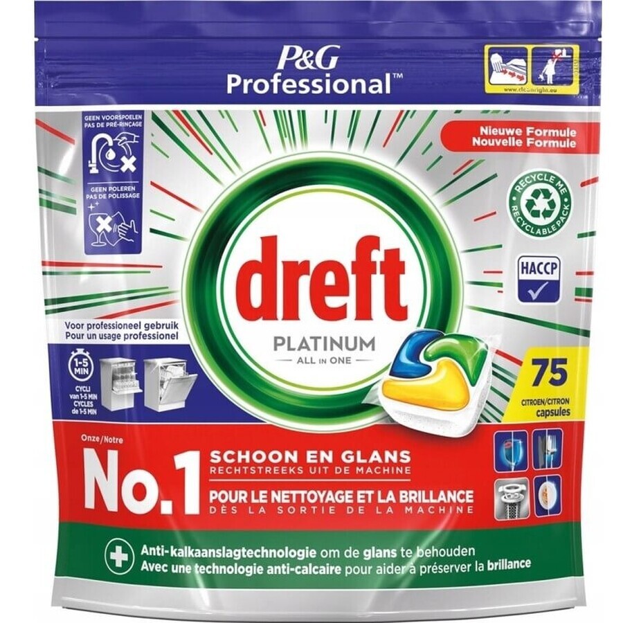 Buy Dreft Platinum All in One lemon dishwasher capsules, 75 pieces Dreft Platinum All in One lemon dishwasher capsules, 75 pieces