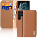 Dux Ducis Hivo custodia per Samsung Galaxy S23 Ultra flip cover portafoglio stand RFID lock marrone