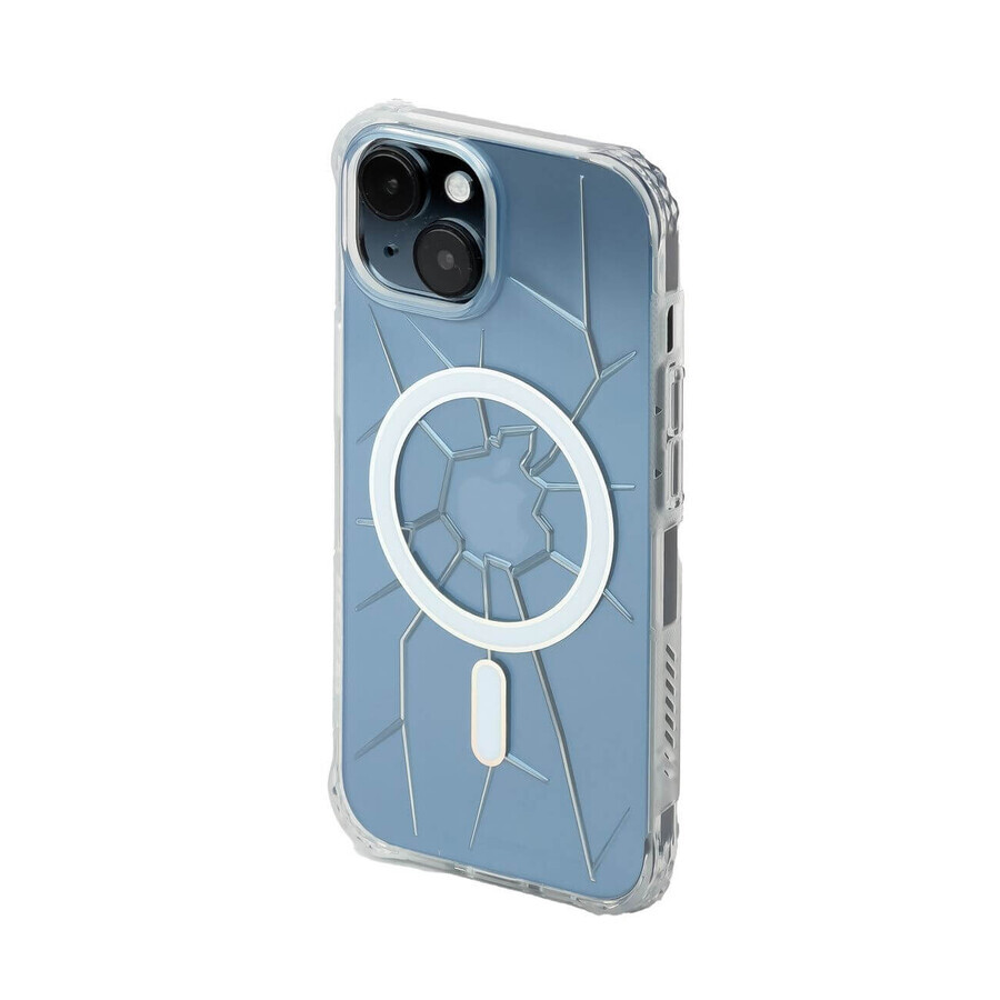 Carcasă din silicon MagSafe Kingxbar PQY Crack Series pentru iPhone 15 - transparentă