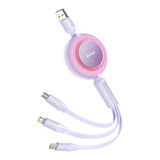 Baseus Bright Mirror 2 Kabel CAMJ010105 einziehbar 3in1 USB-A - micro USB / Lightning / USB-C 66W 1.1m - lila
