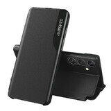 Eco Leather View Case Samsung Galaxy A54 5G case with flip stand black