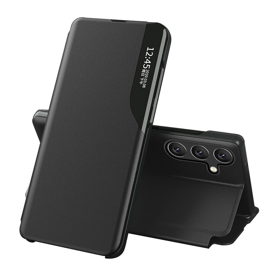Eco Leather View Case Samsung Galaxy A54 5G case with flip stand black
