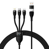 Baseus Flash Series II Kabel USB Typ C / USB Typ A - USB Typ C / Lightning / micro USB 100 W 1.2 m schwarz (CASS030101)