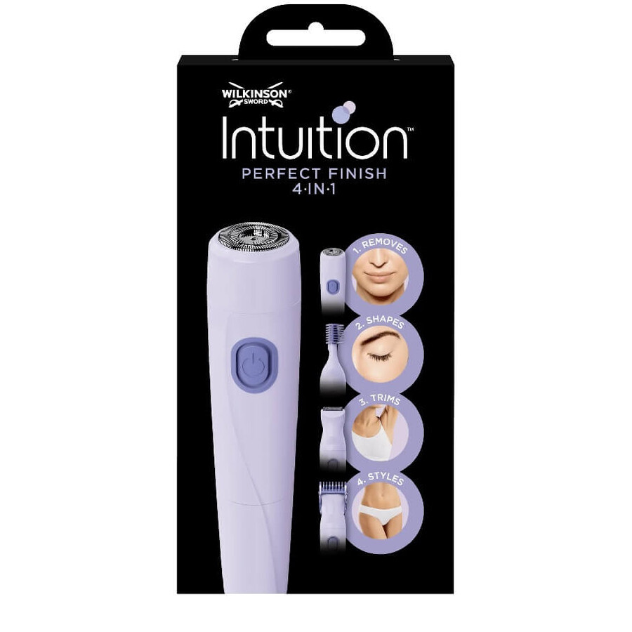 Wilkinson Intuition 4in1 Perfect Finish Face and Body Shaver for women with four interchangeable caps (rasoir pour le visage et le corps à finition parfaite pour les femmes avec quatre capuchons interchangeables)