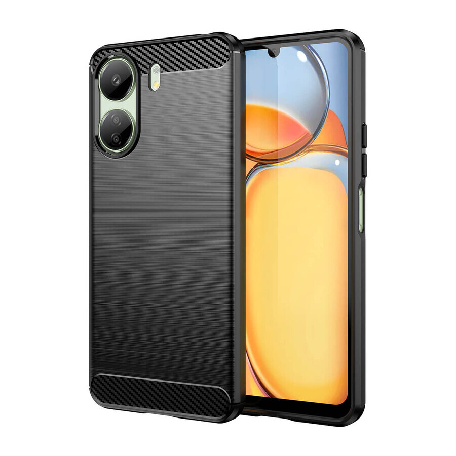 Case Carbon Case for Xiaomi Redmi 13c flexible silicone carbon case - black