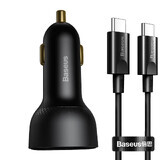 Baseus Superme chargeur voiture rapide USB / USB Type C 100W PPS Quick Charge Power Delivery + câble USB Type C 100W (20V/5A) 1m noir (TZCCZX-01)