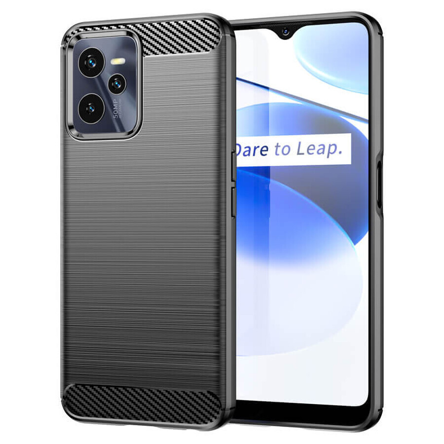 Carbon Caz Realme C35 silicon flexibil caz de carbon negru