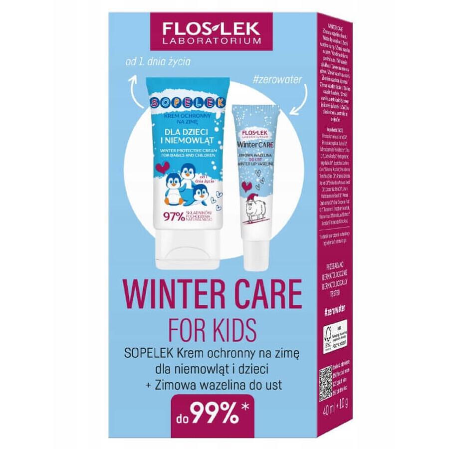 Floslek Laboratorium Winter Care For Kids Sopelek Crema protettiva per bambini e neonati 40 ml + Balsamo labbra invernale 10 g