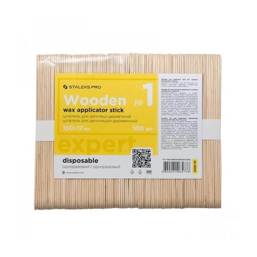 Spatole per la depilazione in legno Staleks Pro Expert 150x17 mm, 100 pezzi