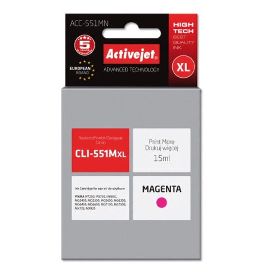 ActiveJet, Tinta para Canon ACC-551MN (repuesto CLI-551C) magenta (púrpura)