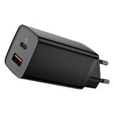 Baseus GaN2 Lite chargeur rapide 65W USB / USB Type C Quick Charge 3.0 Power Delivery (nitrure de gallium) noir (CCGAN2L-B01)