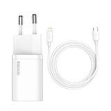 Baseus Super Si 1C USB Type C 20W Power Delivery chargeur rapide + câble USB Type C - Lightning 1m blanc (TZCCSUP-B02)