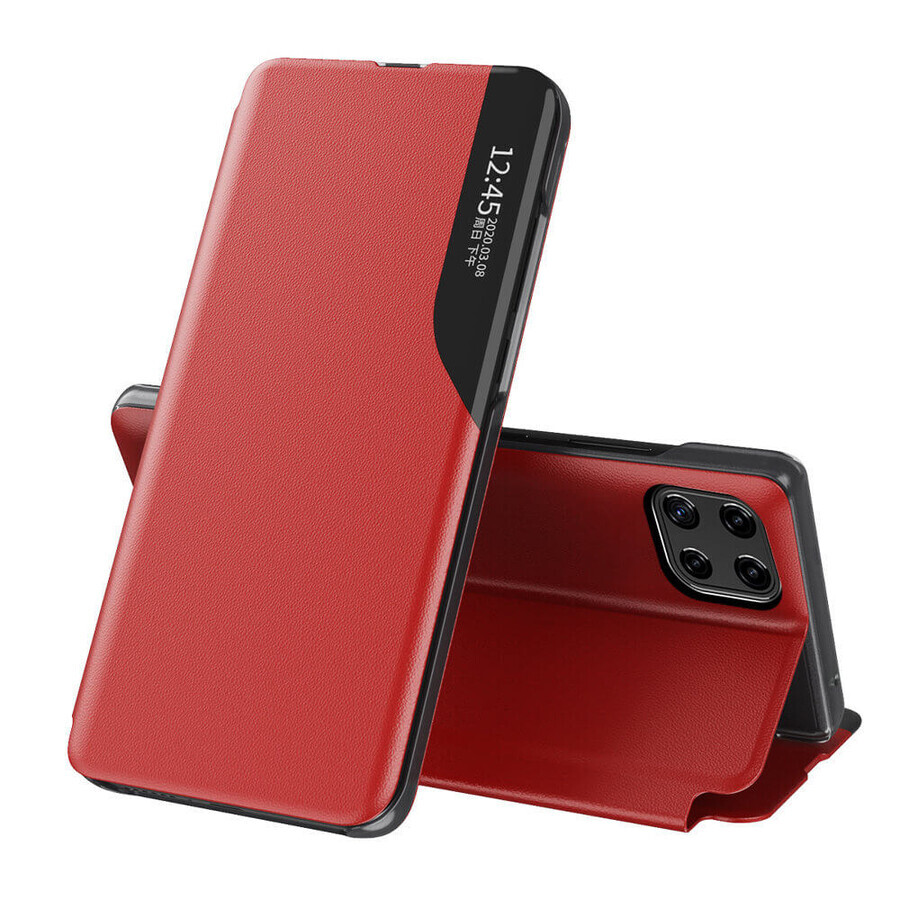 Eco Leather View Case carcasă elegantă cu capac flip și funcție stand Samsung Galaxy A22 4G roșu