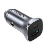 Chargeur rapide de voiture Ugreen USB-A / USB-C 30W PD PPS gris (CD130)