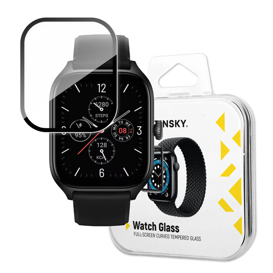 Wozinsky colla completa vetro temperato per Xiaomi Amazfit GTS 4 9H vetro temperato a schermo intero con lunetta nera