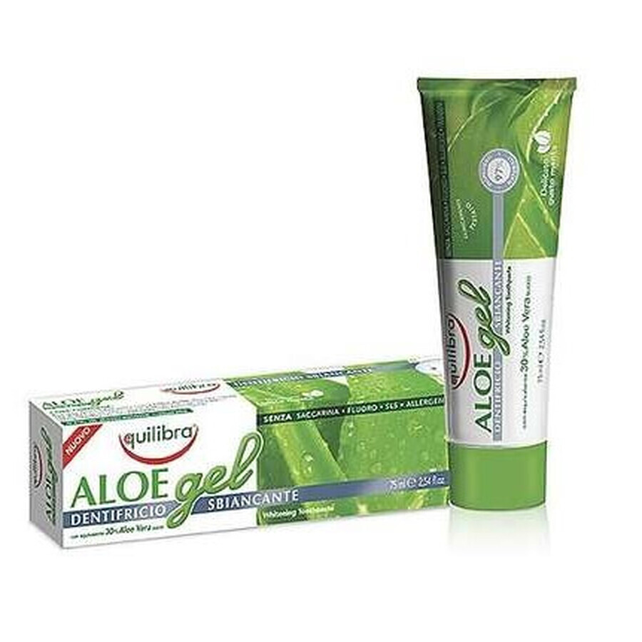 Equilibra, Dentifricio, sbiancante, gel di aloe vera, 75 ml