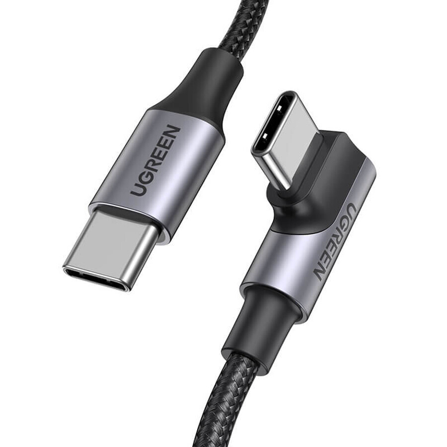 Ugreen cable US334 70645 USB-C (angled) / USB-C (straight) 100W PD 2m - black