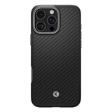 Spigen Enzo Aramid Mag case with MagSafe for iPhone 16 Pro - noir et argent