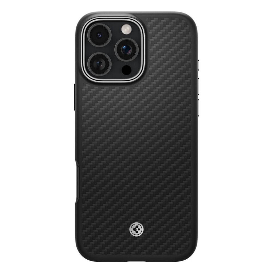 Spigen Enzo Aramid Mag case with MagSafe for iPhone 16 Pro - noir et argent