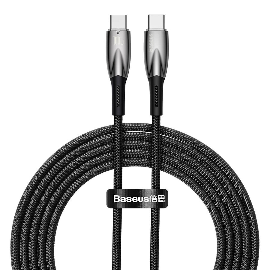 Baseus Glimmer Series Cavo di ricarica rapida USB-C 480Mb/s PD 100W 2m nero