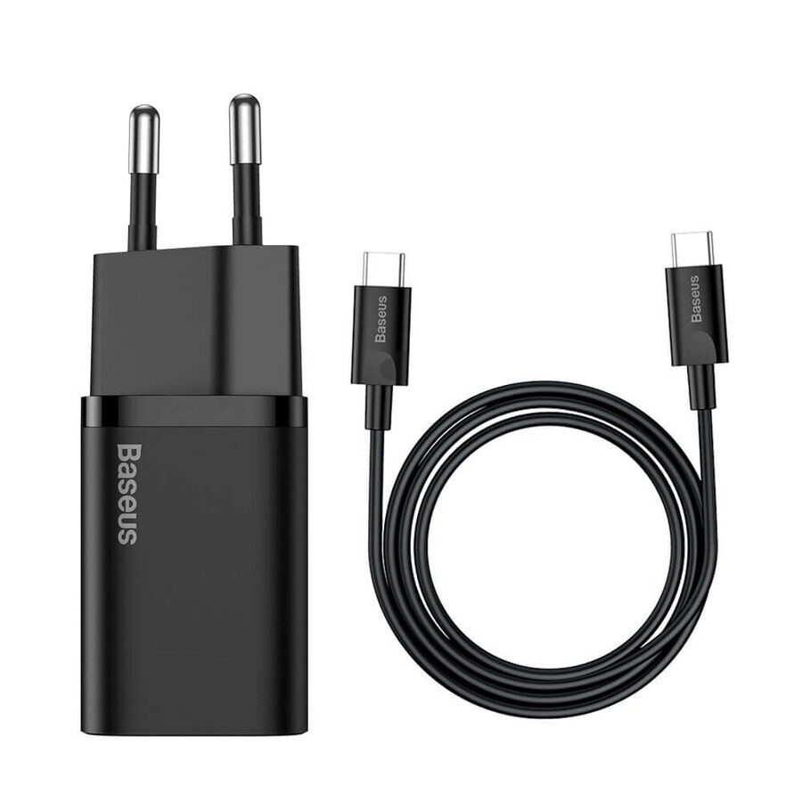 Baseus Super Si quick charger Quick Charge 3.0 Power Delivery 25W 3A + USB Type C - USB Type C 3A cable 1m black (TZCCSUP-L01)