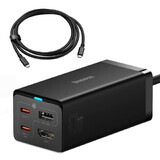 GaN5 Baseus CCGP110201 HUB HDMI Ladegerät 2x USB-C / USB-A / HDMI 4K 30Hz 1.5m - schwarz + USB-C - USB-C 100W Kabel 1m