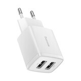 Baseus Kompaktes Netzladegerät 2x USB 10.5W weiß (CCXJ010202)