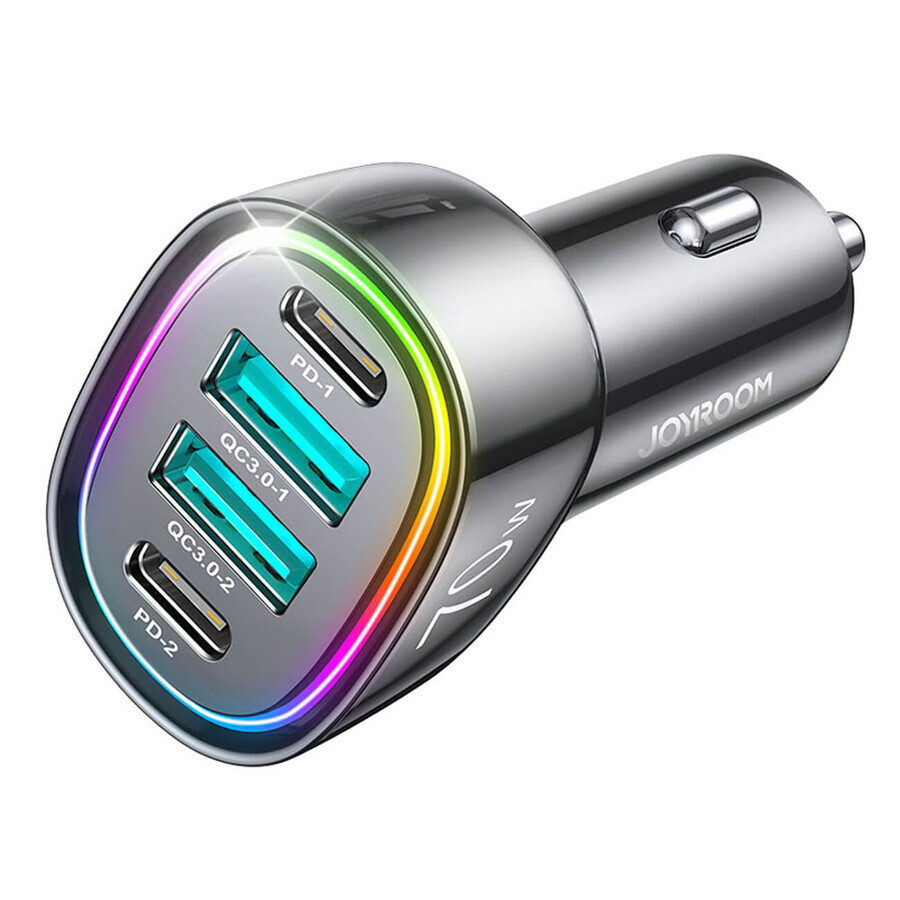 Joyroom 70W autolader met 4 poorten: 2 x USB C, 2 x USB zwart (JR-CL29)