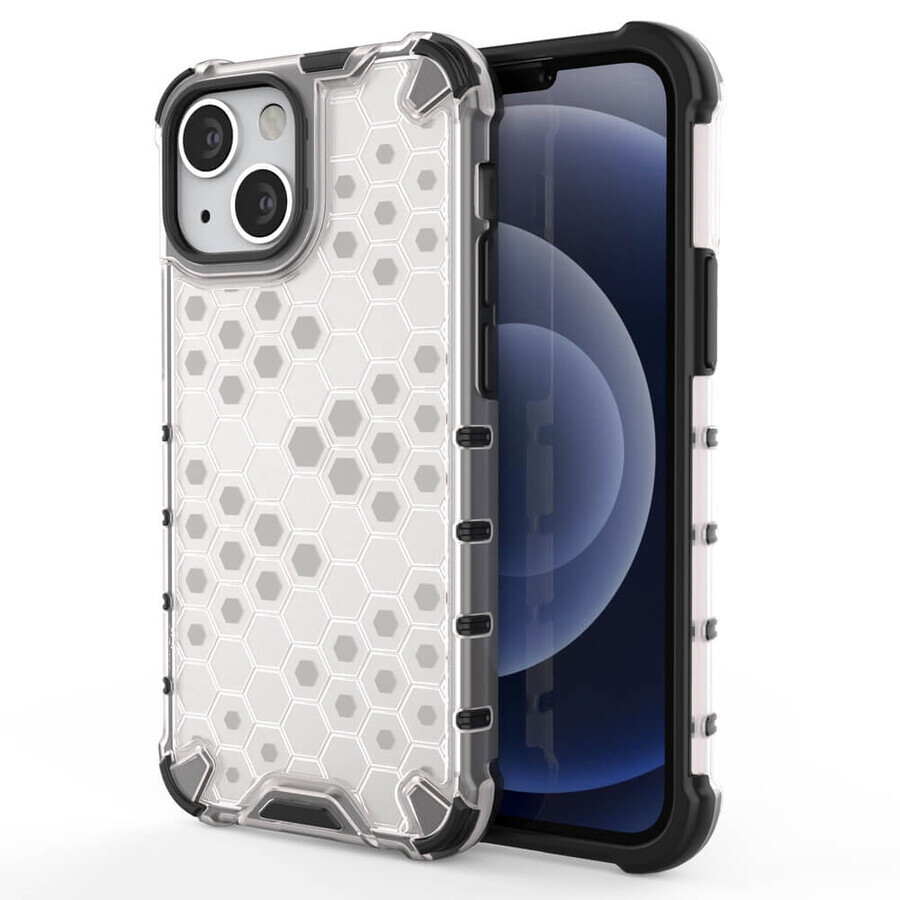 Husă blindată Honeycomb cu ramă din gel iPhone 13 mini transparent